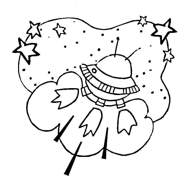 Coloring The alien ship. Category Space coloring pages. Tags:  Space, aliens, stars.