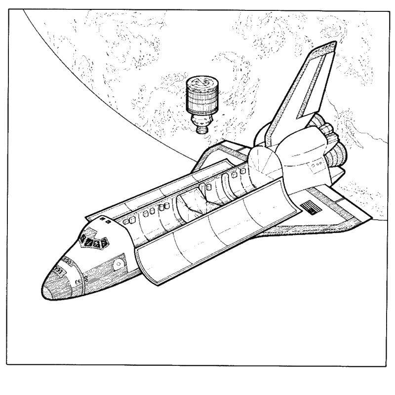 Coloring Space Shuttle in flight. Category Space coloring pages. Tags:  space Shuttle, ship.