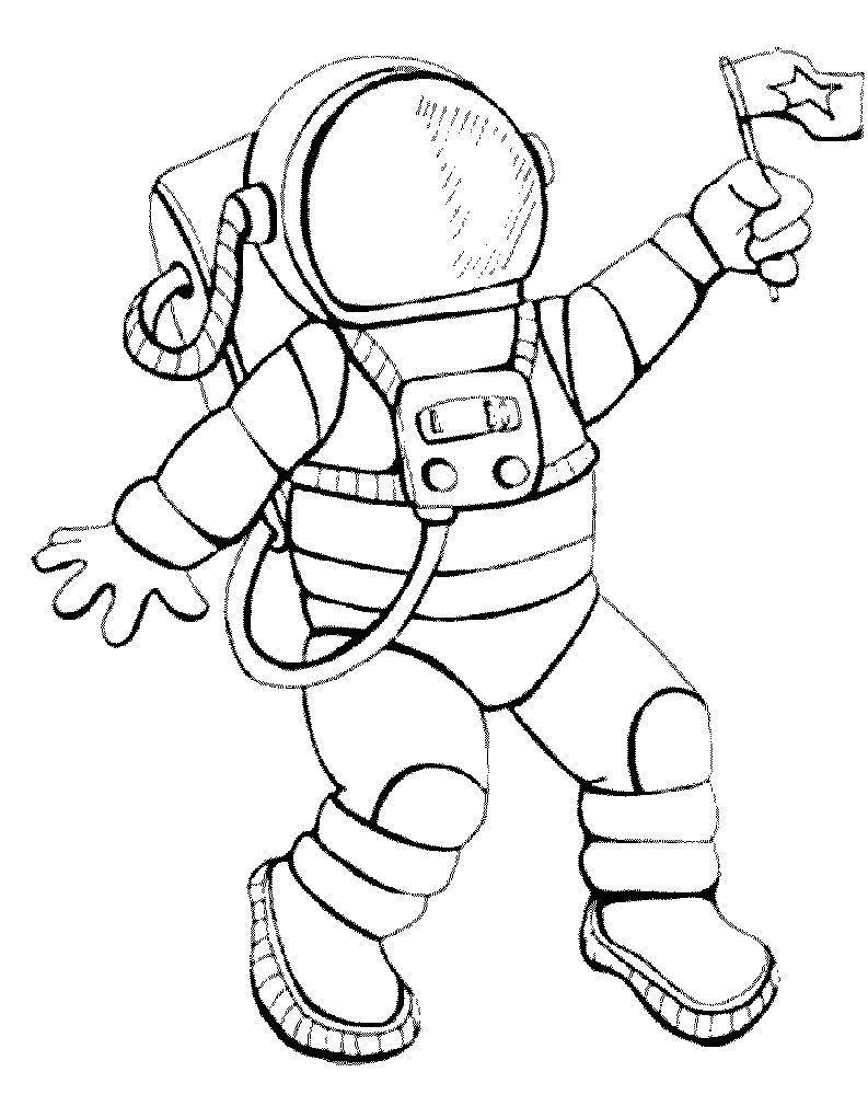 Coloring An astronaut on the moon. Category space. Tags:  Space, astronaut, flag.