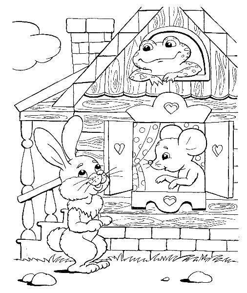 Coloring Frog, Bunny and mouse. Category tale Teremok. Tags:  The Tale, Teremok .