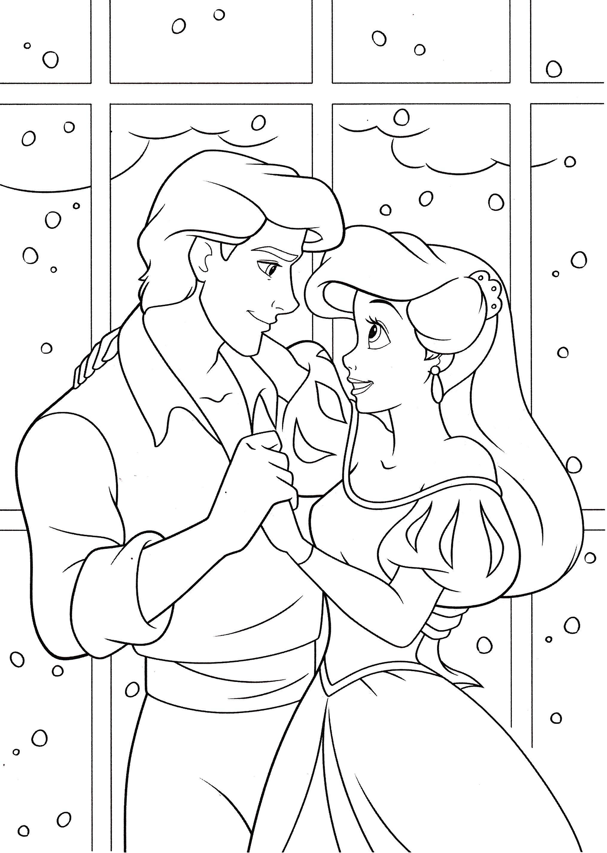 Coloring Love Eric and Ariel. Category The little mermaid. Tags:  Disney, the little mermaid, Ariel.
