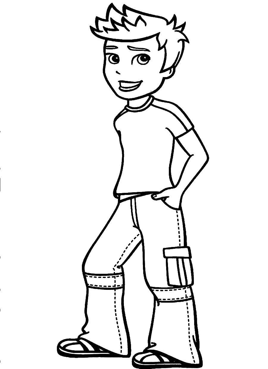 Coloring Boy in jeans. Category for boys . Tags:  Boy, girl.