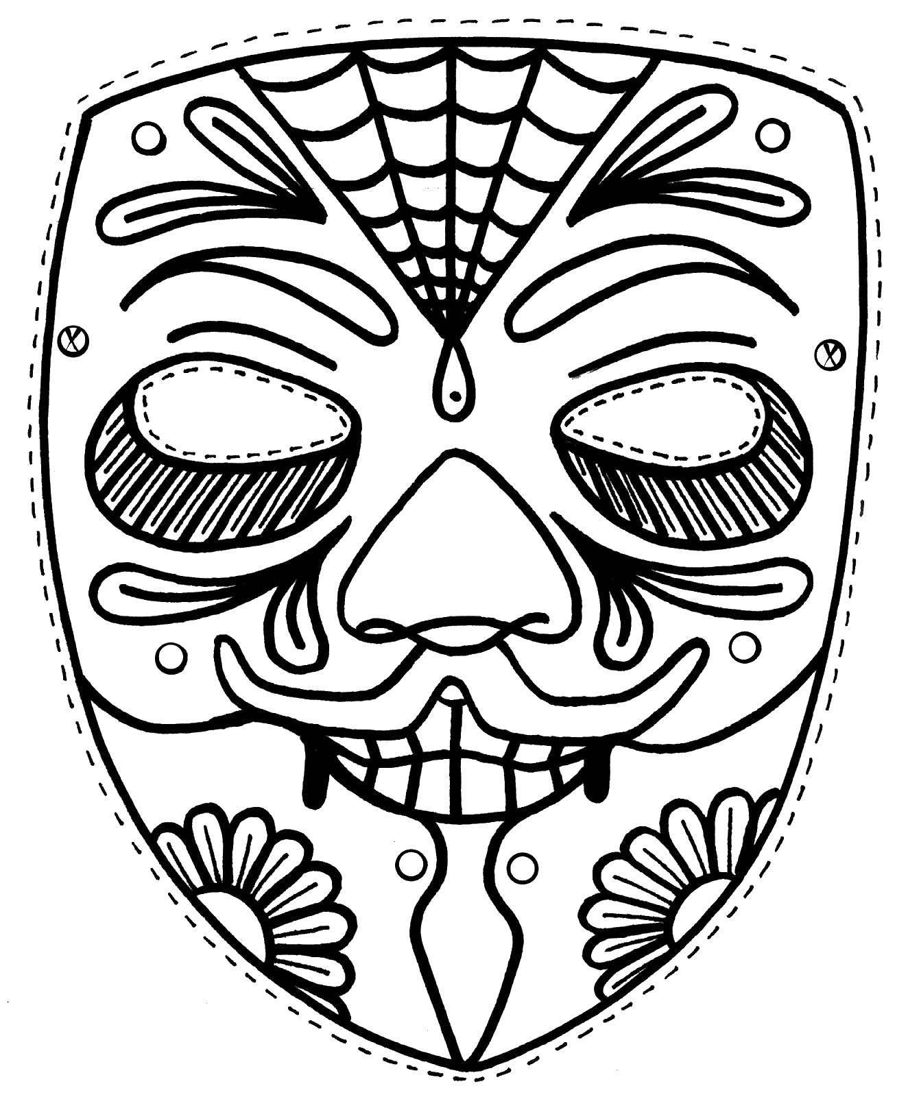 Coloring Halloween mask. Category Masks . Tags:  mask, Halloween.