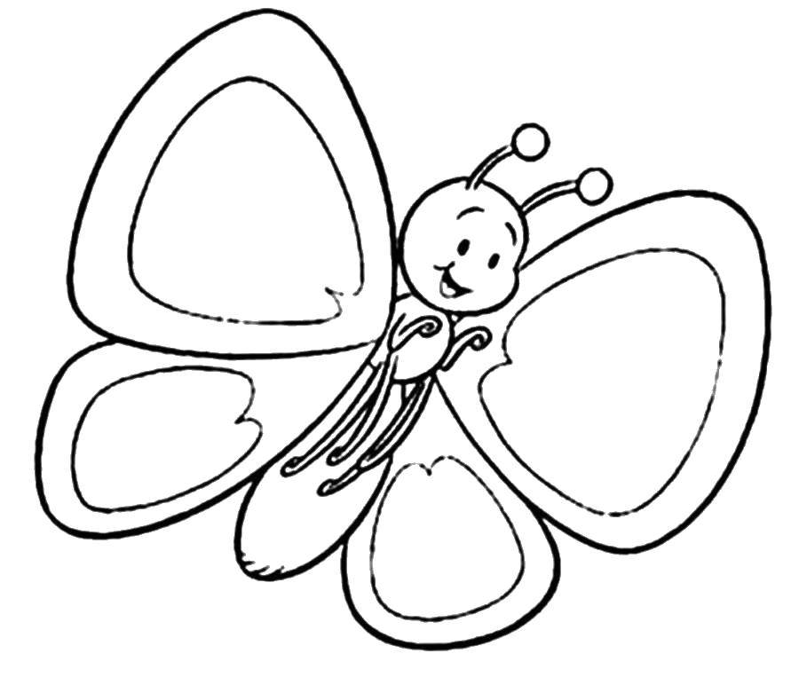 Название: Раскраска Милашка бабочка летает. Категория: простые раскраски. Теги: Бабочка.