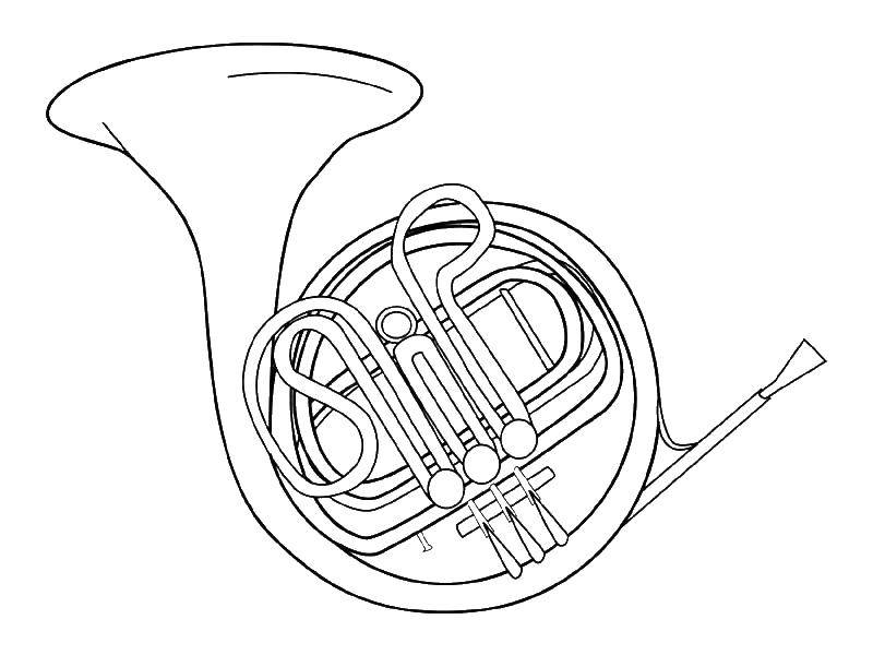 Название: Раскраска Музыкальный инструмент труба. Категория: музыкальные инструменты. Теги: труба, музыка.