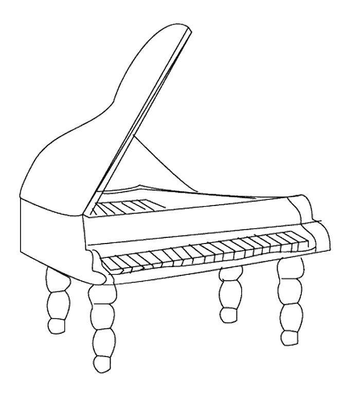 Название: Раскраска Открытый рояль. Категория: музыкальные инструменты. Теги: Музыка, инструмент, музыкант, ноты.