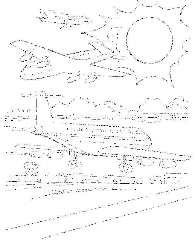 Название: Раскраска Пассажирский самолет на взлете. Категория: самолеты. Теги: самолет, .