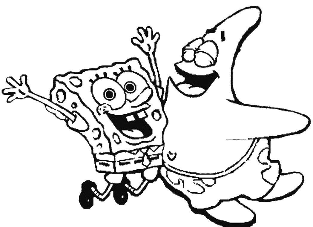 Coloring Patrick and spongebob best friends. Category Coloring pages for kids. Tags:  Cartoon character, spongebob, spongebob, Patrick.