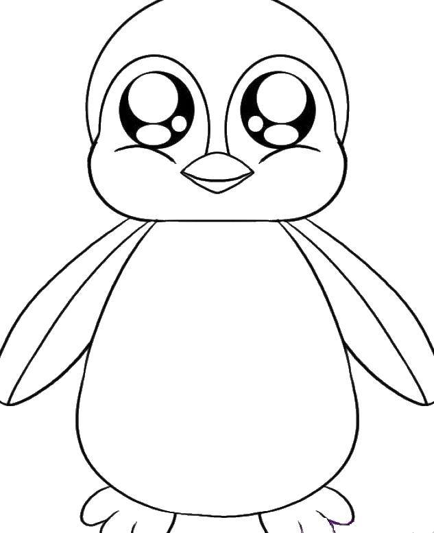 Coloring Penguin with big eyes. Category Coloring pages for kids. Tags:  The penguin.