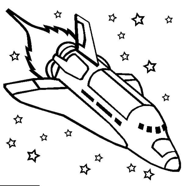 Coloring The flight of the rocket among the stars. Category rockets. Tags:  rocket, star, space, sky.