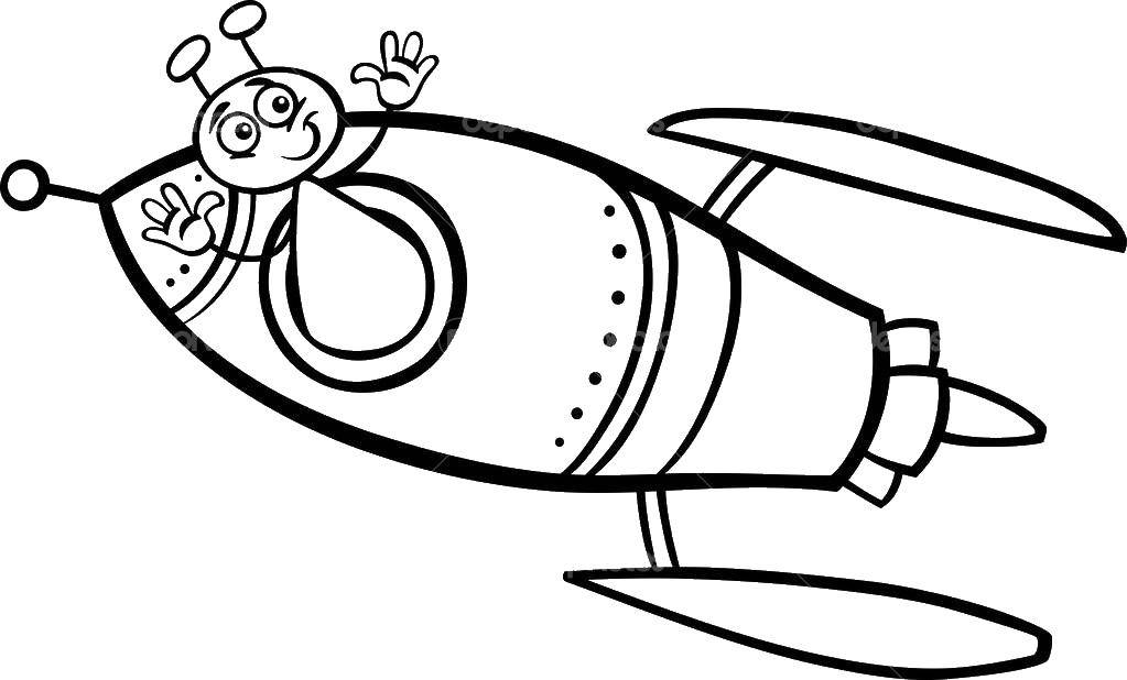Coloring Rocket and insect. Category rockets. Tags:  rockets, insects.