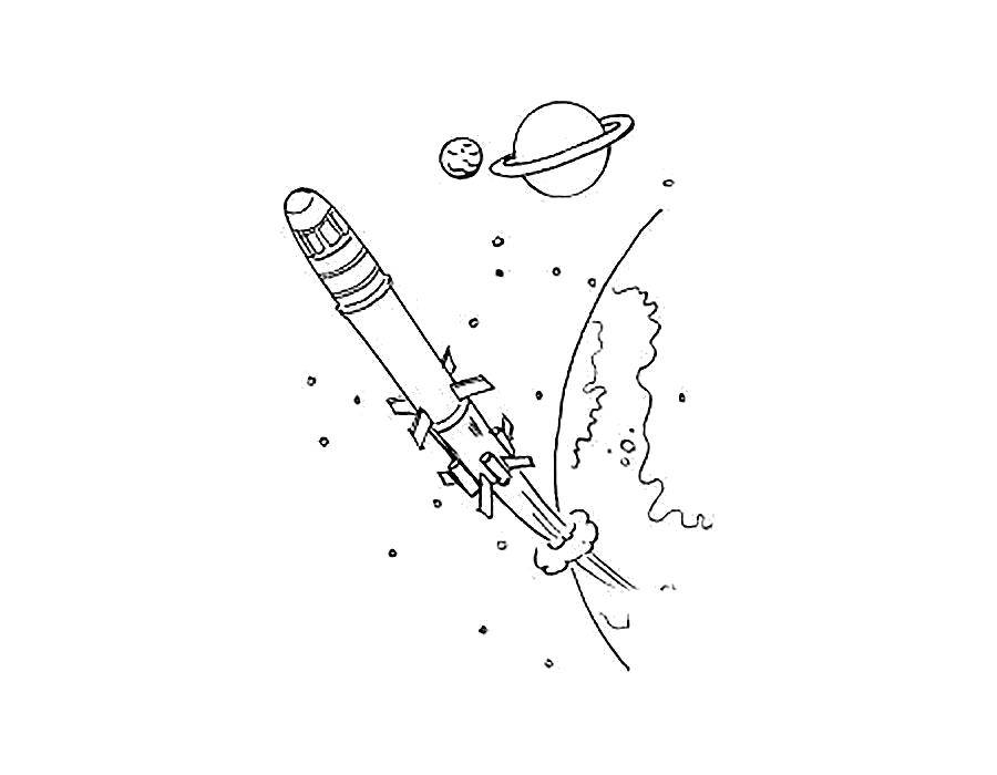 Coloring Rocket flies into space. Category space. Tags:  Space, rocket.