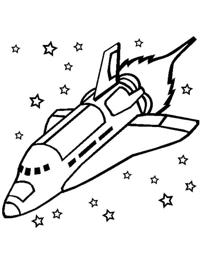 Coloring The rocket flies in space. Category space. Tags:  Space, rocket, stars.