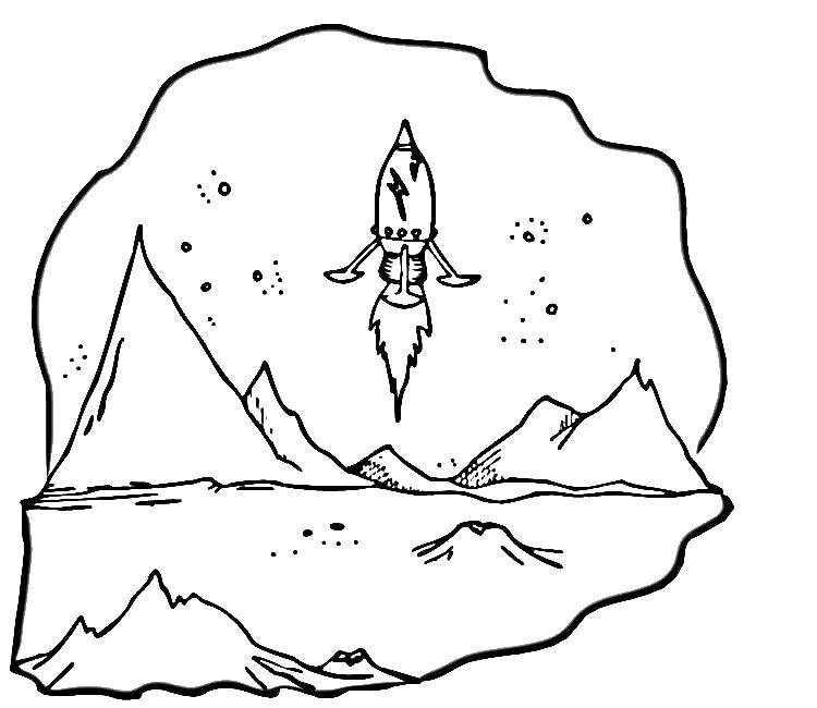 Coloring Rocket over the moon. Category Space coloring pages. Tags:  ships, rockets, space.