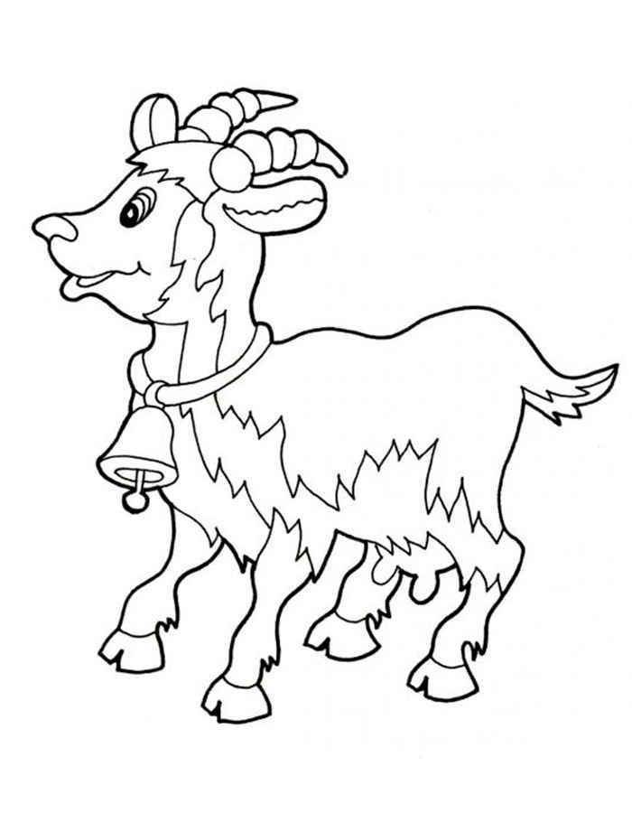 Название: Раскраска Рисунок козы с колокольчиком. Категория: домашние животные. Теги: коза.