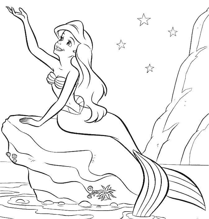 Coloring Mermaid Ariel. Category cartoons. Tags:  cartoons, Ariel, sea, fish, mermaid.