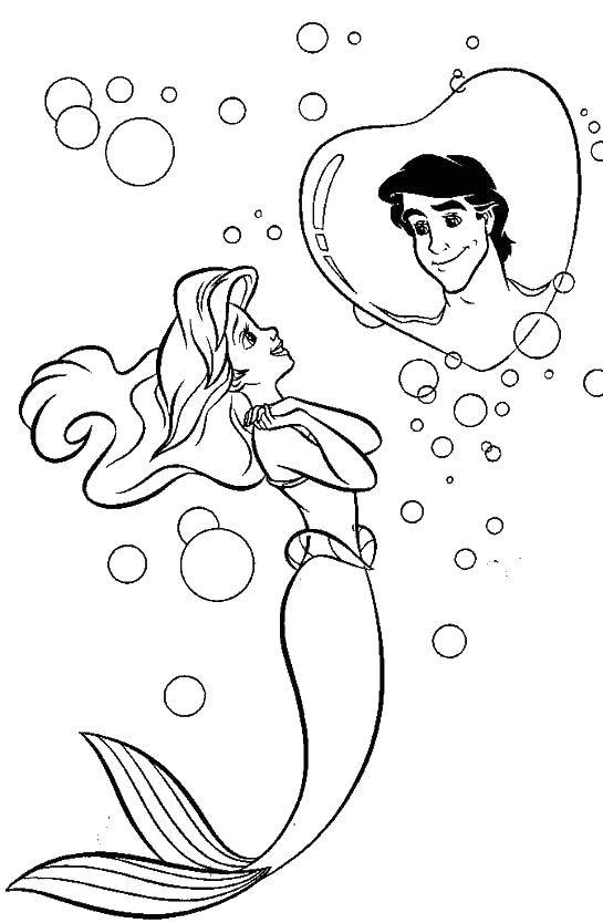 Coloring The little mermaid and her Prince. Category The little mermaid. Tags:  the little mermaid, Ariel, Princess.