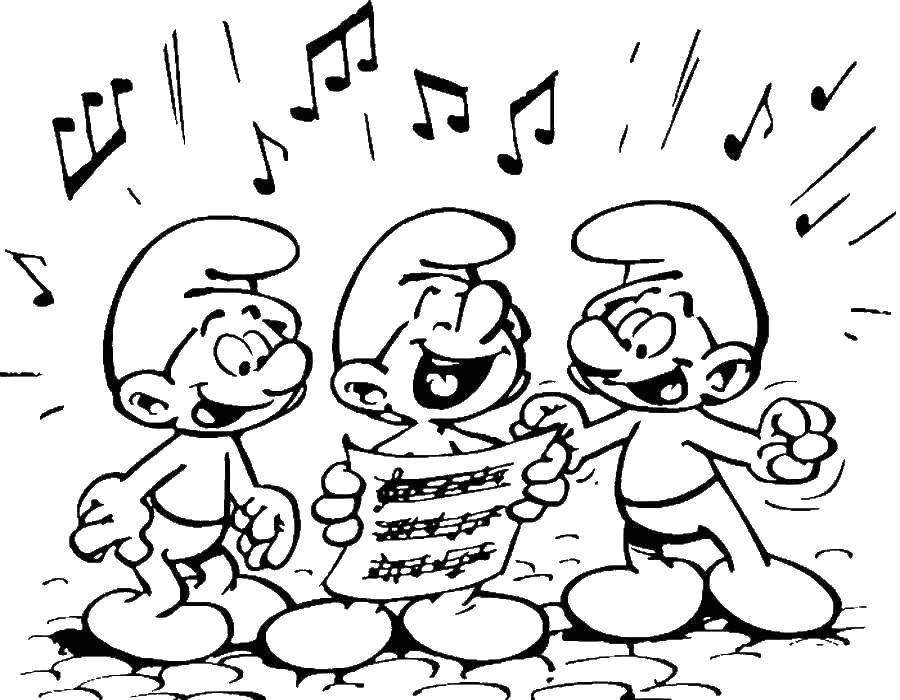 Coloring The Smurfs sing songs and laugh. Category Cartoon character. Tags:  Cartoon character, Smurfs, fun.