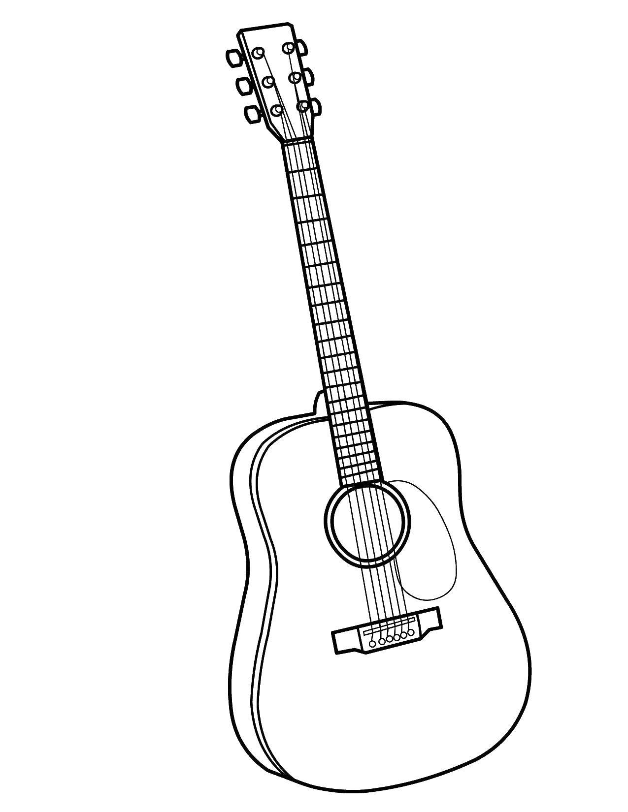 Название: Раскраска Струны гитары. Категория: музыкальные инструменты. Теги: Музыка, инструмент, музыкант, ноты.