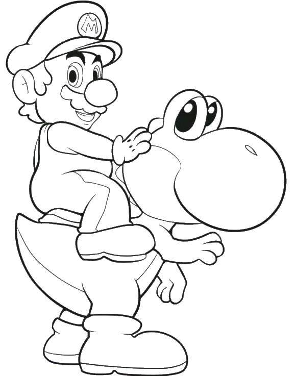 Coloring Super Mario and the dinosaur. Category The character from the game. Tags:  Super Mario.