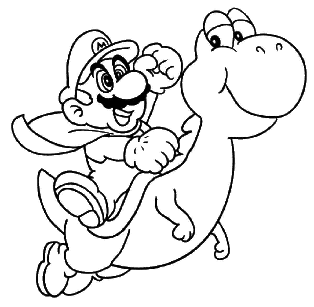 Coloring Super Mario riding a dinosaur. Category The character from the game. Tags:  Super Mario.