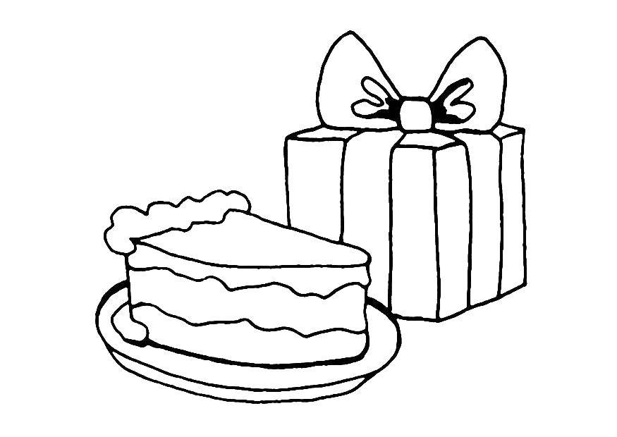 Название: Раскраска Тортик и подарочек. Категория: торты. Теги: торты, подарочек.