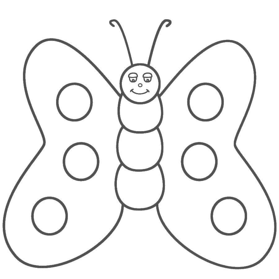 Coloring Smile butterfly. Category simple coloring. Tags:  Butterfly.