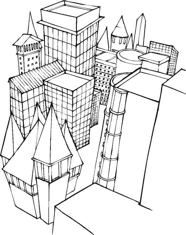 Coloring High-rise buildings. Category building. Tags:  buildings, houses.