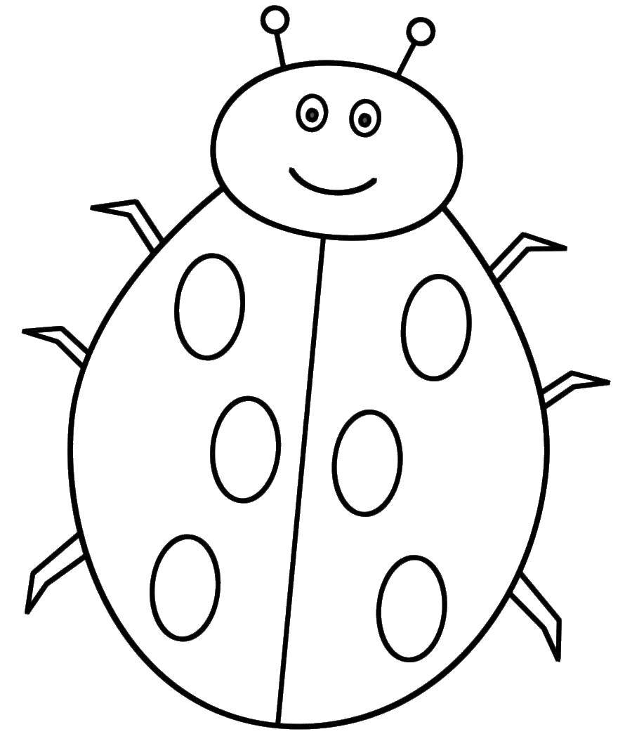 Coloring Cheerful ladybug. Category simple coloring. Tags:  Insects, ladybug.