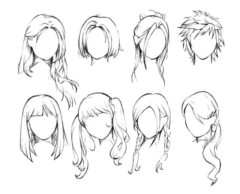Опис: розмальовки  Різні жіночі зачіски. Категорія: зачіски. Теги:  зачіски, для дівчаток, волосся.