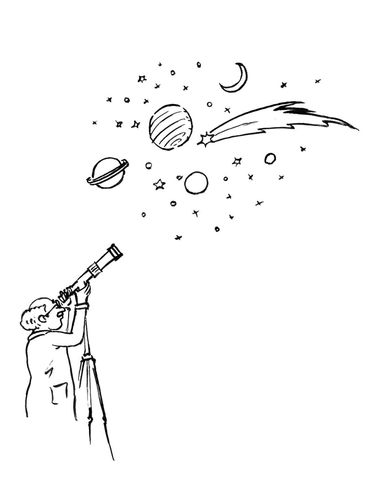 Coloring The astronomer contemplates the stars. Category space. Tags:  space, stars, astronomy, planets.