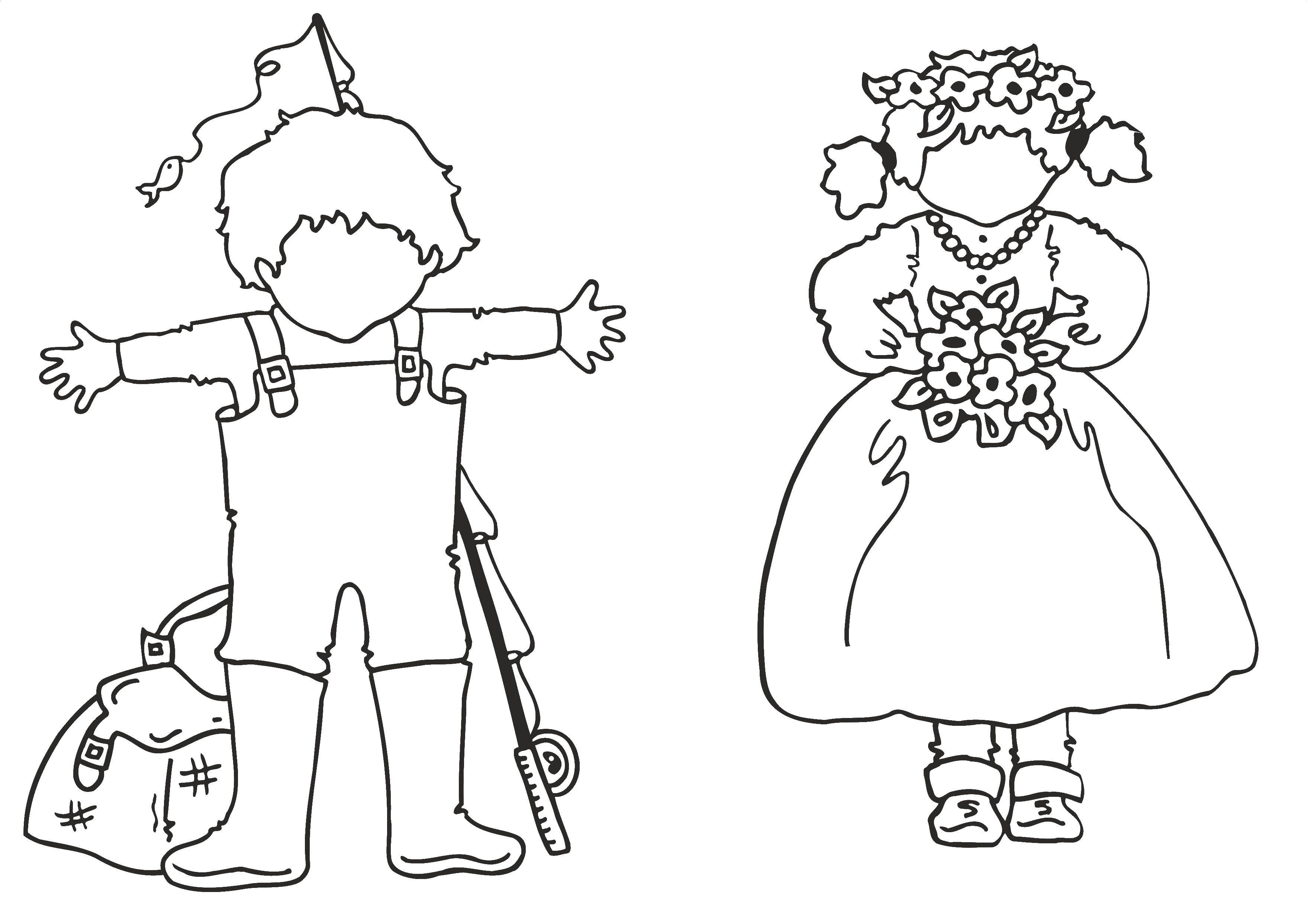 Coloring Children in costumes. Category coloring. Tags:  children, costume.
