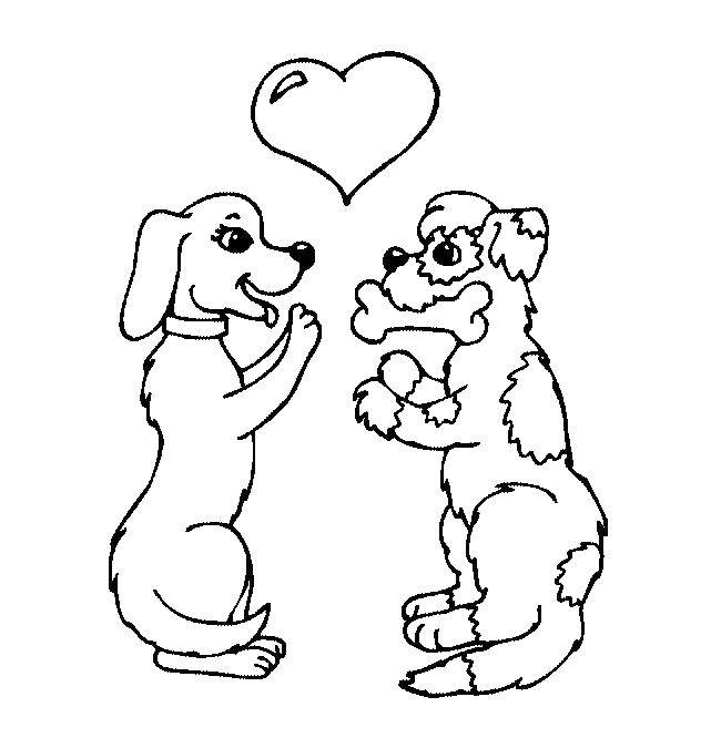 Название: Раскраска Две собачки. Категория: собаки. Теги: собаки, животные, любовь.