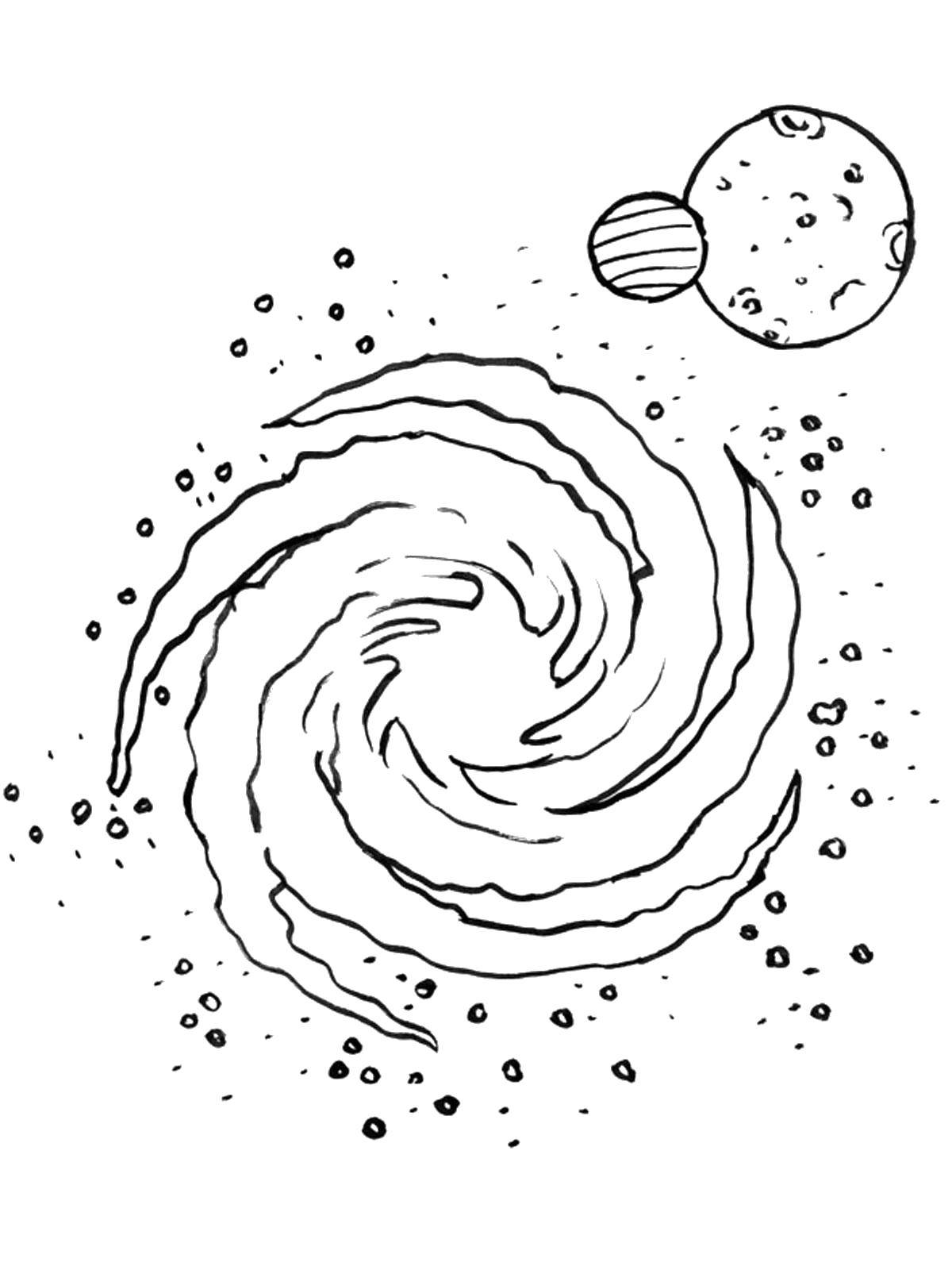 Coloring Galaxy and planets. Category space. Tags:  Have kosmak, planet, universe, Galaxy.