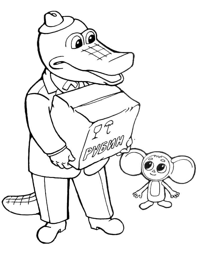 Coloring Gena and Cheburashka. Category cartoons. Tags:  cartoon, Crocodile Gena, Cheburashka.