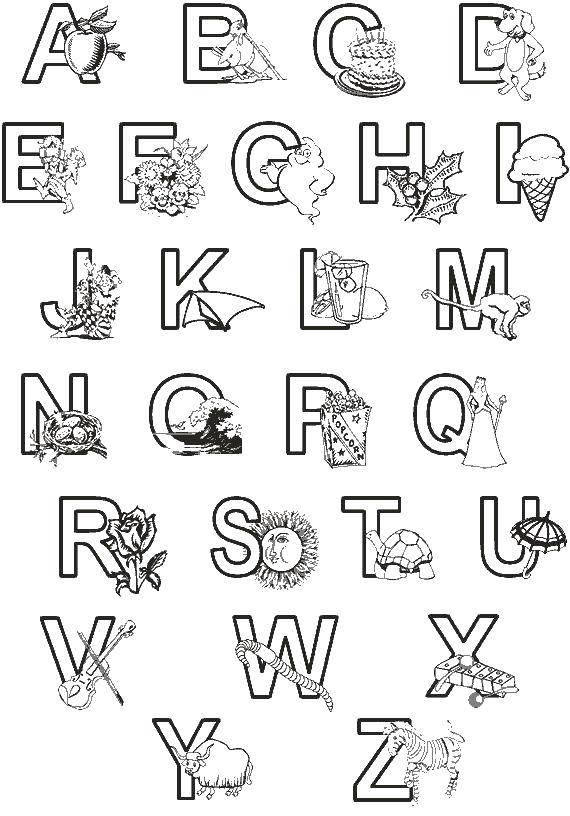 Coloring Pictures and alphabet. Category English alphabet. Tags:  the English alphabet , letters, .