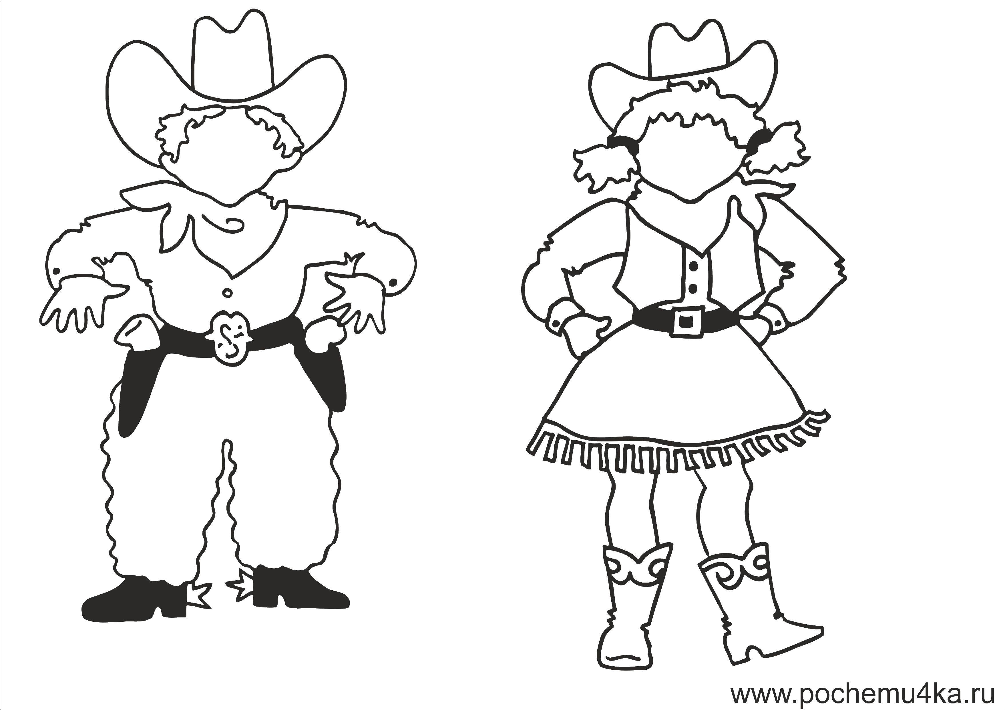 Coloring Cowboy boy and girl. Category children. Tags:  children, cowboy, boy, girl.
