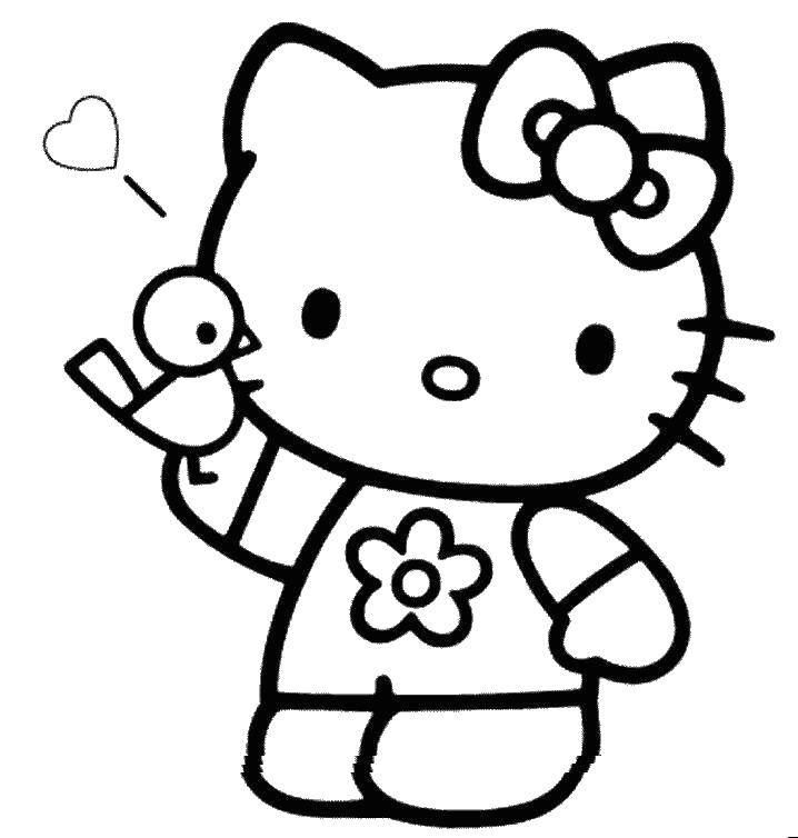 Coloring Kitty with a bird. Category Hello Kitty. Tags:  Hello Kitty.