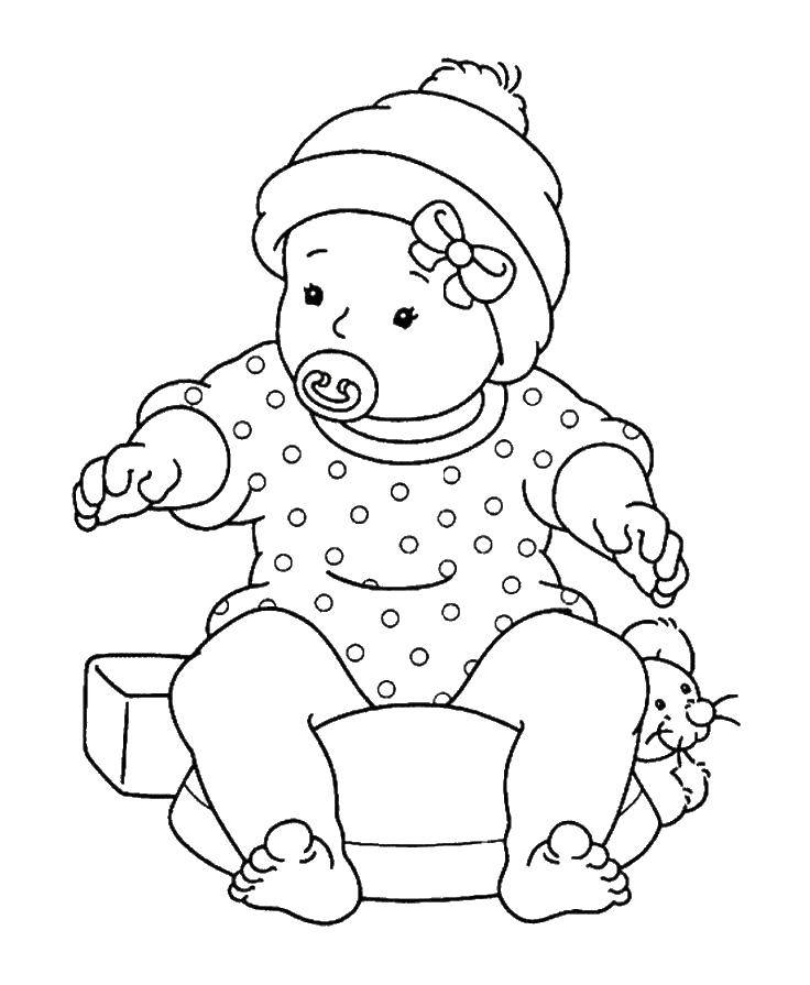 Coloring Baby with a pacifier. Category kids. Tags:  Baby , child, smile.
