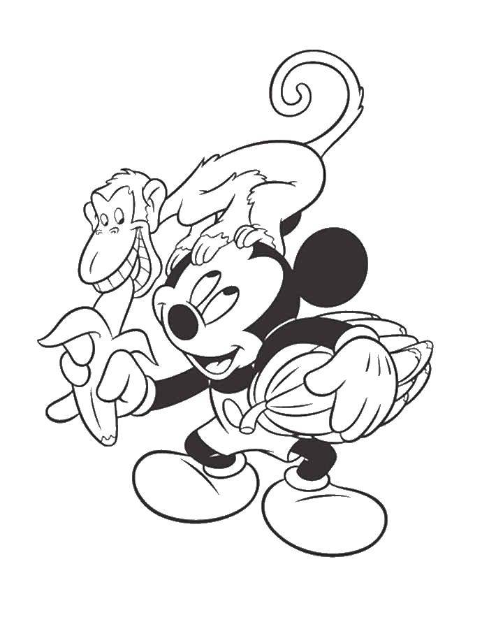 Coloring Mickey mouse with a monkey. Category Mickey mouse. Tags:  Mickey mouse, monkey, Disney.