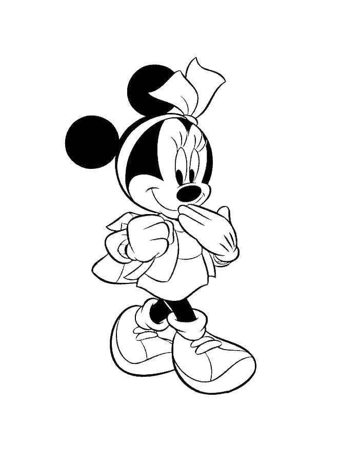 Coloring Minnie mouse with a portfolio. Category Mickey mouse. Tags:  Minnie, Mickymaus.