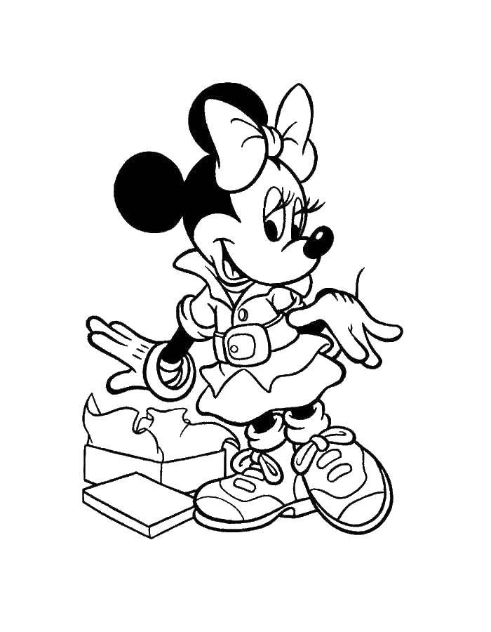 Coloring Minnie mouse in a new dress. Category Mickey mouse. Tags:  Minnie, Mickymaus.