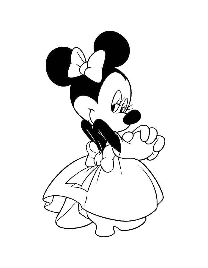 Coloring Minnie mouse in dress. Category Mickey mouse. Tags:  Minnie, Mickymaus.