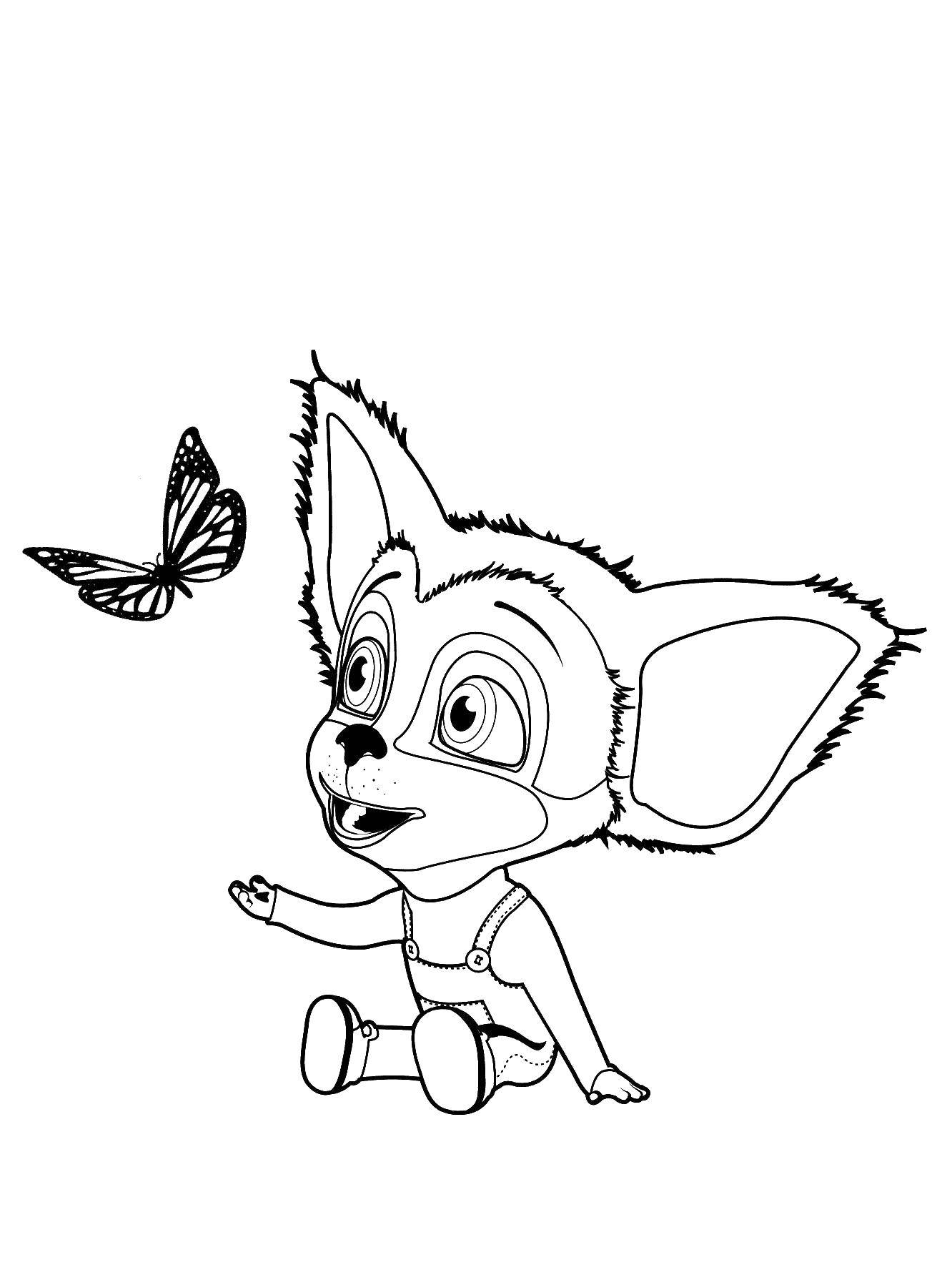 Название: Раскраска Мышка с бабочой. Категория: Животные. Теги: животные, насекомые, мышка, бабочка.