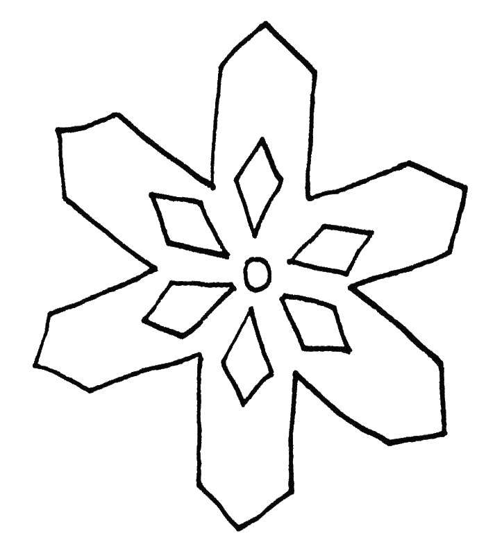 Название: Раскраска Неровная снежинка. Категория: Контур снежинки. Теги: Снежинки, снег, зима.