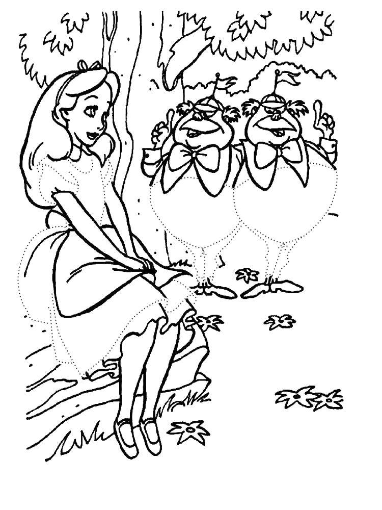 Coloring Trace the contour and coloring Alice. Category coloring. Tags:  Alice in Wonderland.