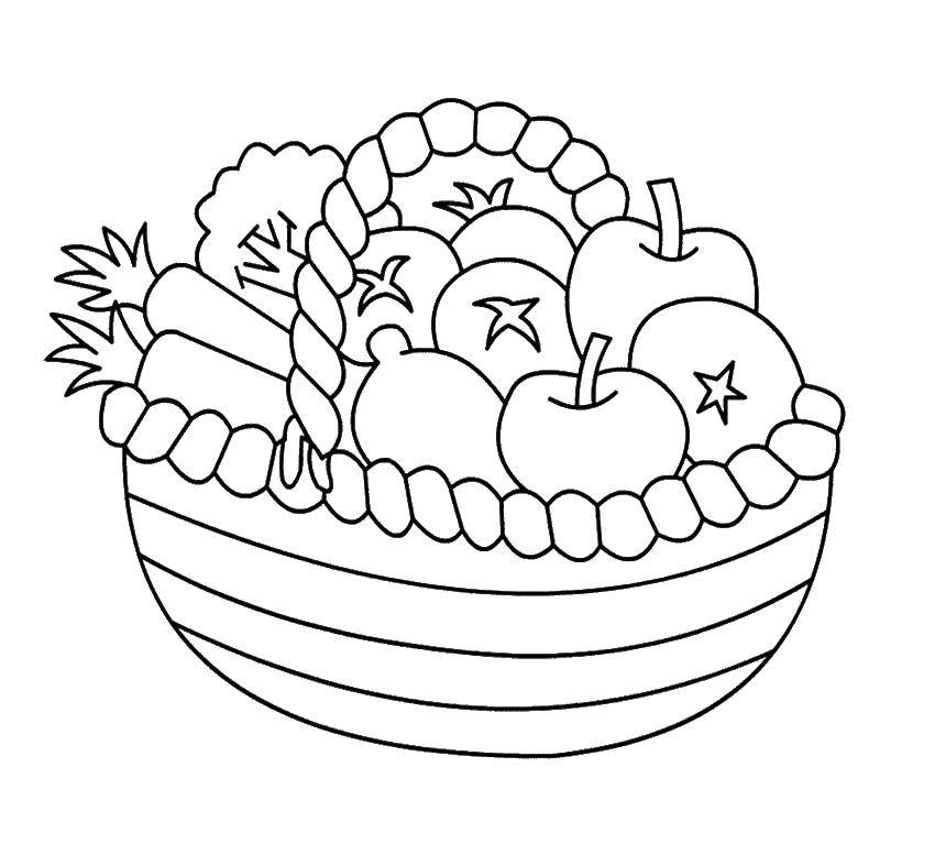 Coloring Vegetables in basket. Category vegetables. Tags:  Vegetables.