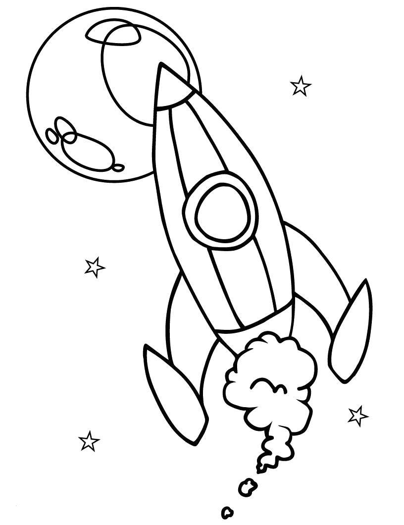 Coloring The rocket flies in space. Category space. Tags:  Space, rocket, stars.