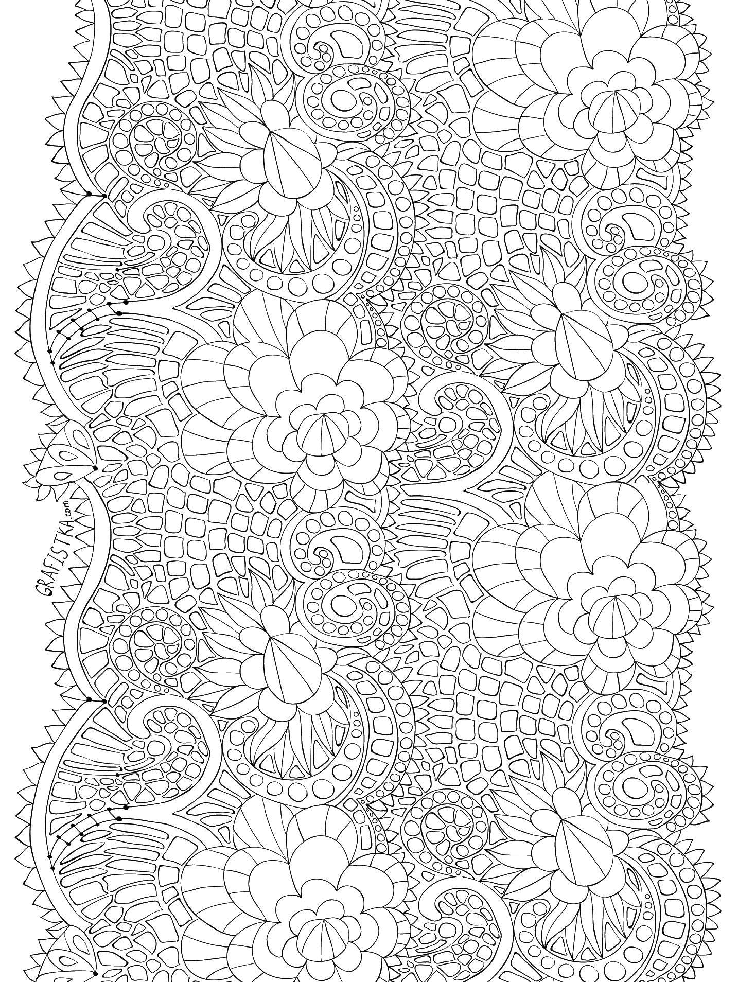 Coloring Coloring flowers antistress. Category coloring for adults. Tags:  coloring antistress.
