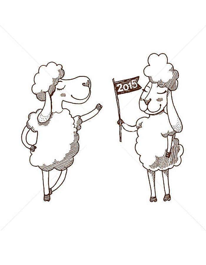Название: Раскраска Рисунок овечек  2015. Категория: домашние животные. Теги: корова.